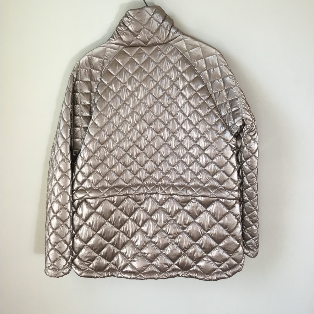 Athleta Whisper Featherless Quilted Metallic Gold Jacket - Picture 3 of 8